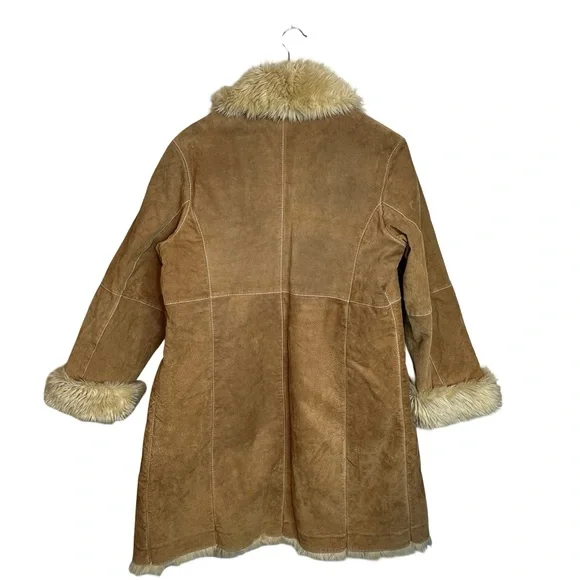 WILSONS LEATHER MAXIMA Tan Suede Leather Penny Lane Long Coat Size XL - Picture 2 of 13